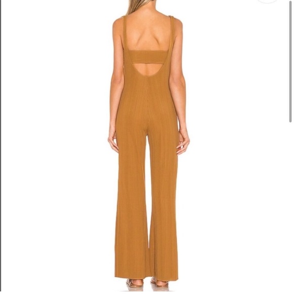 House of Harlow 1960 X Revolve golden yellow ribbed Marin Jumpsuit Medium - Picture 2 of 11